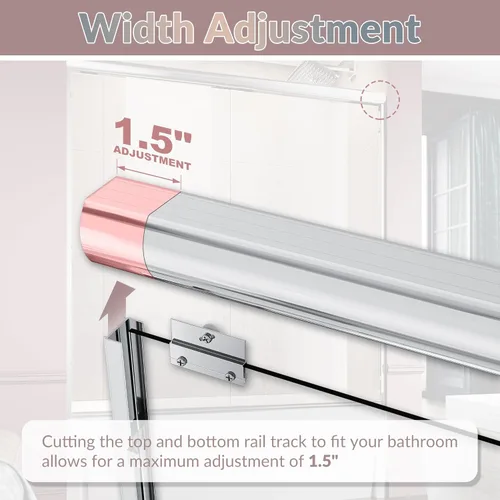 Miniatura 3 de ELEGANT 58.5-60 pulgadas de ancho x 57 3/8 pulgadas de alto, puertas corredizas de vidrio para bañera, puerta de ducha semi-sin marco con vidrio
