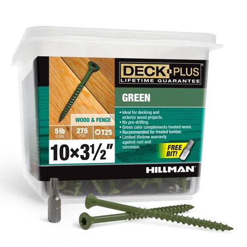 Miniatura 19 de Deck Plus Tornillos para Madera Exterior y Cercas con Revestimiento Epoxi de 2-1/2 Pulgadas #10 x 2-1/2" Torx/Star Drive Incluido Rosca Gruesa, Verde