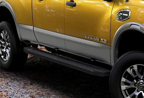 APS Estribos Nerf estilo moldeado por soplado negro compatibles con Nissan Titan 2004-2024 Crew Cab (excluye modelos 2016) y Titan XD 16-24