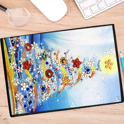 Miniatura 6 de Kits de cuadernos de pintura con diamantes 5D, diseño de árbol de Navidad, con forma especial, cuaderno de bocetos con forma de cristal