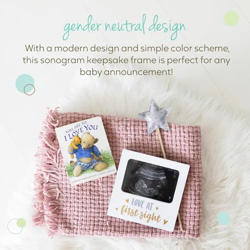 Miniatura 5 de Love at First Sight - Marco de fotos con ultrasonido neutro de género, regalo ideal para embarazo, baby shower y decoración de guardería, inserto