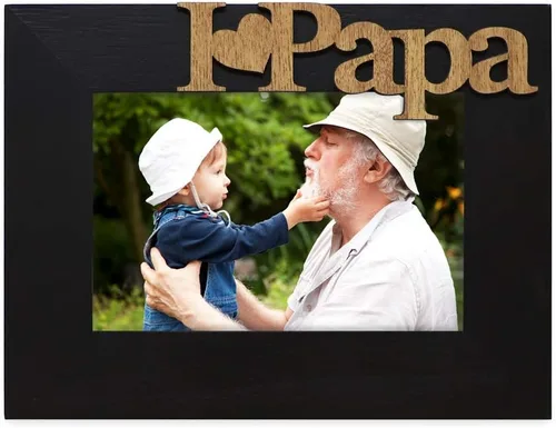 Miniatura 2 de Isaac Jacobs Marco de fotos de madera negra con texto "I Love Papa" / I Heart Papa, 10x15 cm, regalo de fotos para papá, abuelo, familia, para mesa