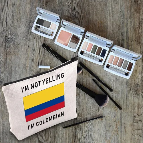 Miniatura 9 de LEVLO Divertidas bolsas de cosméticos con la bandera de Colombia, recuerdos, no estoy gritando, soy colombiano, bolsas de maquillaje con la bandera