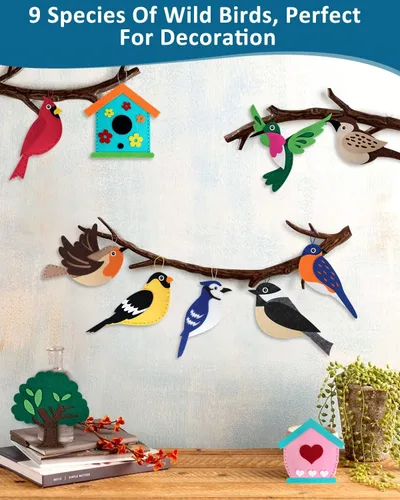 Miniatura 6 de CiyvoLyeen Kit de Costura de Aves Silvestres para Niños y Niñas Kit de Costura de Animales para Principiantes Conjunto de 12 Proyectos de Costura