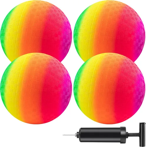 Pelotas para patio de juegos con micrófono de 8.5 pulgadas, juego de pelotas de juego arcoíris para niños y adultos, pelotas para juegos de patio