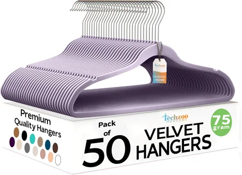 Techzoo Perchas de Terciopelo Premium Paquete de 50 Perchas Ultra Delgadas Antideslizantes de Fieltro para Adultos que Ahorran Espacio para Perchas