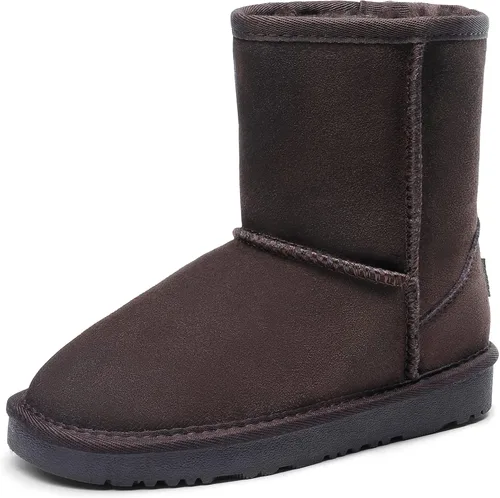 DREAM PAIRS botas de piel de oveja para niños y niñas, para niños pequeños y grandes, botas con piel para la nieve