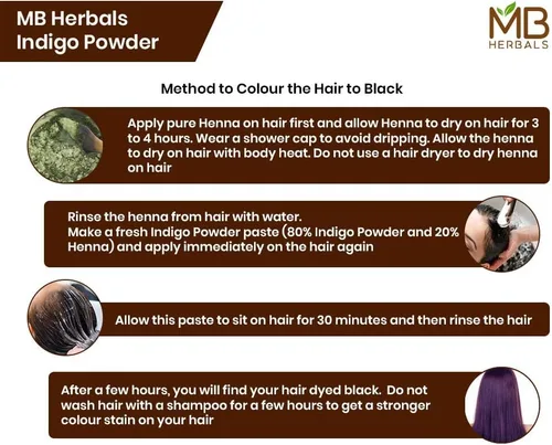 Miniatura 3 de MB Herbals Polvo índigo de 8 onzas / 8.01 oz (0.5 libras) Índigo 100% puro cultivado orgánicamente de Tamilnadu India Sin conservantes sin