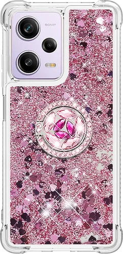 Miniatura 6 de CCSmall Funda transparente con purpurina para Xiaomi Redmi Note 12 Pro 5G, cubierta brillante de arena movediza líquida con soporte de anillo