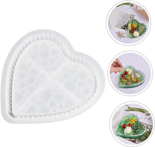 Miniatura 2 de COLLBATH Moldes de silicona para placa de corazón, posavasos Moldes de silicona, cuenco de corazón, recipientes de almacenamiento de silicona, molde