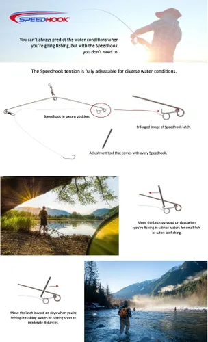 Miniatura 7 de Gancho de pesca cargado por resorte, hecho con forma de alambre aliviado de estrés de acero inoxidable, establece automáticamente el gancho