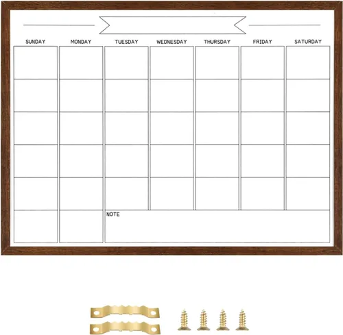 Miniatura 11 de Pizarra blanca de calendario mensual de borrado en seco, pizarra blanca magnética para pared, tablero colgante para oficina, escuela en casa, Negro