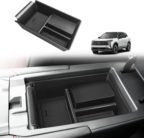 Muslogy Organizador de consola central compatible con accesorios Nissan Kicks 2025, reposabrazos de consola media, caja de almacenamiento con