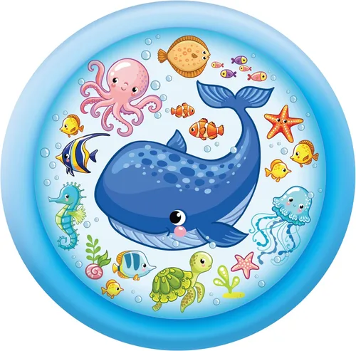 Miniatura 3 de Piscina inflable de 3 anillos – Flotadores de piscina para niños de 51 pulgadas con diseño de acuario – Piscina redonda para niños de 3 anillos