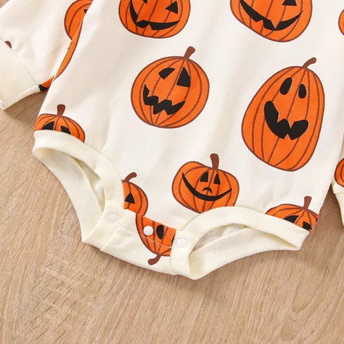 Miniatura 46 de FYBITBO Traje de Halloween para recién nacido, niña y niño, espeluznante temporada, mameluco con burbujas para otoño, Halloween, ropa de bebé