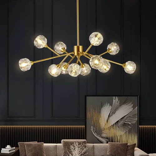 Miniatura 11 de Weesalife Sputnik - Candelabros para comedor sobre mesa, modernos candelabros de cristal, 6 luces negras para sala de estar, dormitorio, isla