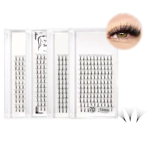 Miniatura 8 de 12 filas, 120 extensiones de pestañas postizas de volumen prefabricadas 10D, grosor de 0.003 in, rizo D, color negro, suaves, individuales, pestañas