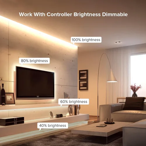Miniatura 6 de Tira de luz LED COB de 32.8 pies, flexible, de alta densidad, tiras de mazorca, 24 V, blanco cálido, 2700 K, 480 LEDs/m, CRI 90+, regulable, 0.315