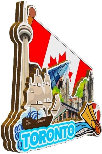 Miniatura 2 de Imán de madera para nevera de Toronto Ontario, Canadá, Monumentos 3D, recuerdos coleccionables, decoración hecha a mano -2212