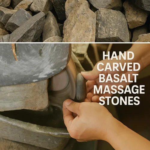 Miniatura 6 de Piedras de masaje caliente de alta calidad, juego de 4 piedras de basalto XXL grandes para terapia de spa, relajación y alivio muscular de tejido