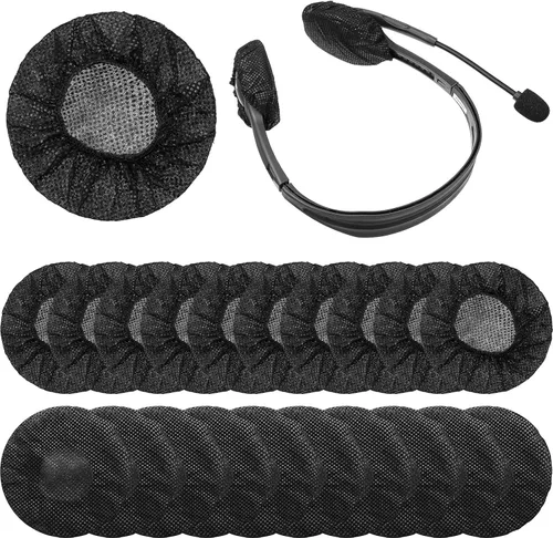 BBTO 200 piezas desechables para audífonos, no tejidas, almohadillas sanitarias para la mayoría de auriculares en la oreja (S, 2.6 pulgadas, negro)