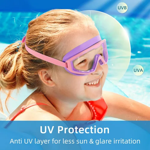 Miniatura 3 de Freela Gafas de natación transparentes para niños de 3 a 15 años, antiniebla, sin fugas, para piscina, playa, natación