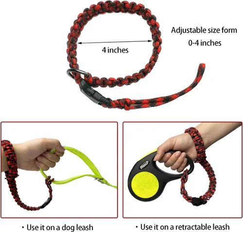 Miniatura 5 de Correa de muñeca ajustable manos libres para correa de perro, correa de seguridad para correas retráctiles para perros, negro