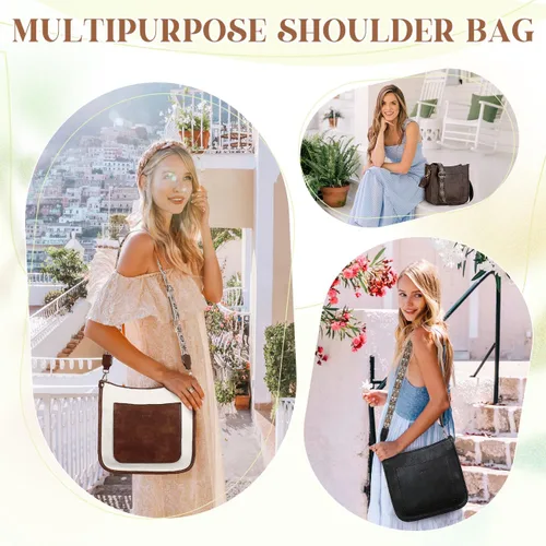 Miniatura 6 de RAVUO Bolsos cruzados para mujer, bolso de hombro de cuero vegano a la moda con 2 correas ajustables