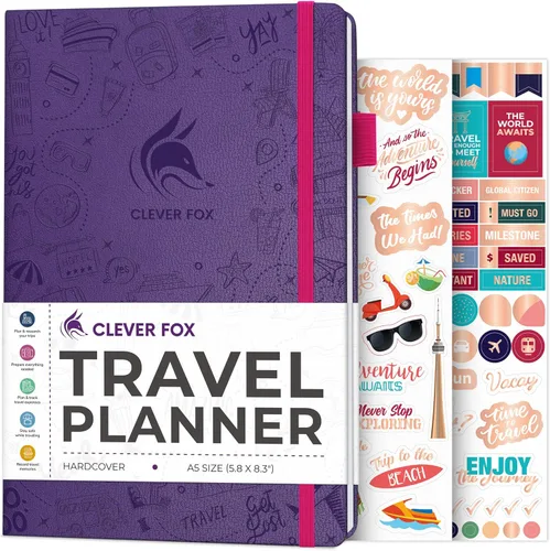 Miniatura 16 de Clever Fox Bolsillo para diario de viaje, organizador de itinerarios de vacaciones y viajes por carretera, diario de memoria de viaje, cuaderno