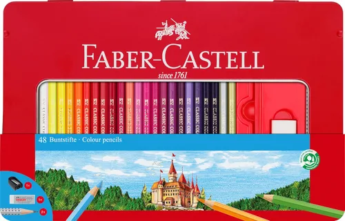 Faber-Castell Juego de Lápices de Colores Clásicos en Lata, 36 Colores Vibrantes en Estuche de Metal Resistente - Productos de Arte Premium para