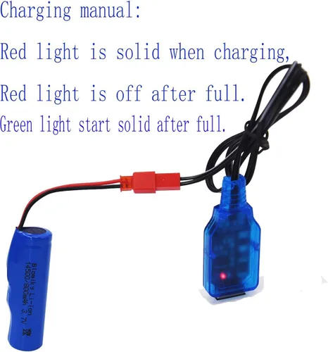 Miniatura 3 de Blomiky 3.7 V 800 mAh batería recargable de iones de litio con enchufe JST y cable USB para Huina 1337 1338 RC construcción camiones /1337 JST