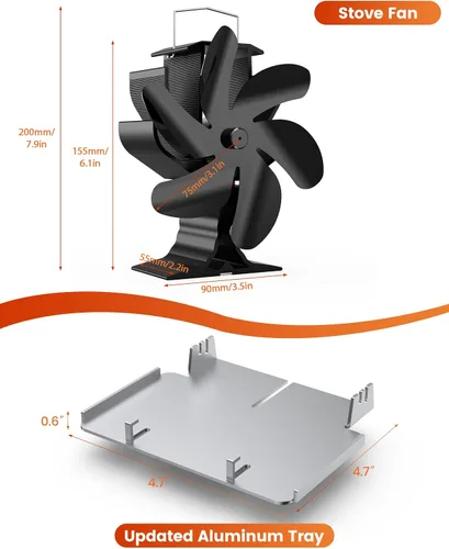 Miniatura 5 de Signstek Ventilador de estufa de leña, ventilador de calentador de calor con gancho para calentador de gas propano para interiores y exteriores