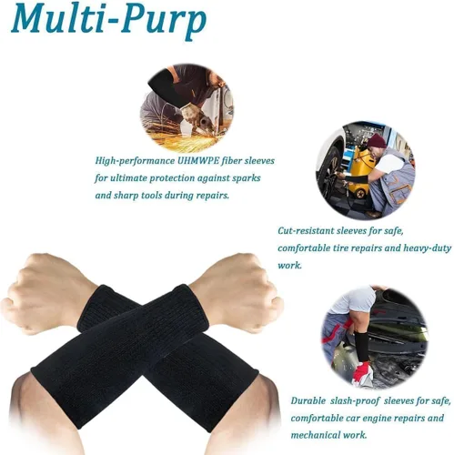 Miniatura 4 de 2 pares de mangas de brazo resistentes a cortes de nivel 5, protectores de antebrazo para protección de manos y brazos, alternativas de guantes