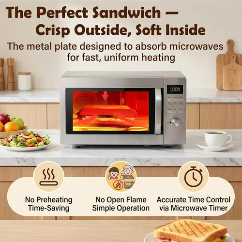 Miniatura 3 de Sandwichera para microondas, tostadora de microondas con correa de silicona ajustable, extraíble antiadherente para microondas a la parrilla