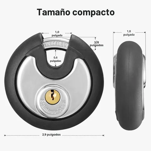 Miniatura 2 de Puroma Candado con llave, cerradura de casillero de acero inoxidable, cerraduras resistentes con 3 llaves, cerradura de unidad de almacenamiento
