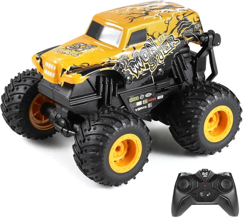 Miniatura 10 de DYODYORC Auto a control remoto, juguete de camión monstruo de dinosaurio todo terreno de 2.4 GHz, camión RC con música, 3 efectos de iluminación