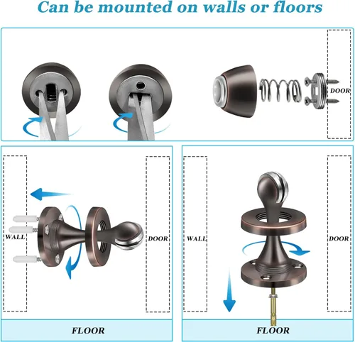 Miniatura 7 de Topes magnéticos para puerta, tope de puerta para montaje en pared, bronce aceitado resistente, acero inoxidable, topes de puerta para parte Bronce