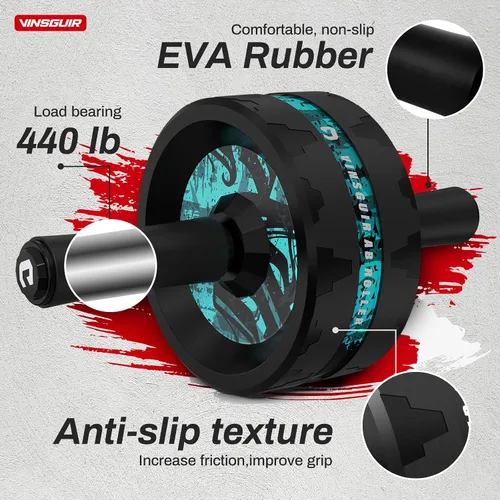 Miniatura 6 de VINSGUIR Ab Roller Wheel, Abs & Core Workout Equipment for Home Gym with Knee Pad Accessories, Abdominal Wheel for Full-body Strength Training Lago