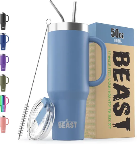 Miniatura 44 de Beast Vaso Térmico de 30 oz de Acero Inoxidable con Aislamiento al Vacío para Café y Hielo de Doble Pared Termo de Viaje (Rojo Arándano)