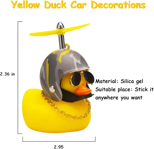 Miniatura 6 de wonuu Decoraciones de pato de goma para automóvil, lindos adornos de pato amarillo para tablero de instrumentos con hélice Desierto