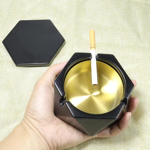 Miniatura 5 de Cenicero de hormigón para cigarrillos con tapa a prueba de viento, cenicero de cemento para uso en interiores o exteriores, bonita bandeja de ceniza
