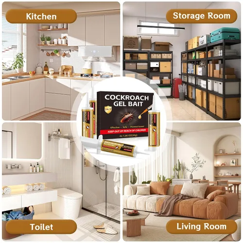 Miniatura 4 de Cebo de gel para cucarachas, 4 tubos para uso en interiores y exteriores, repelente eficaz de cucarachas para el hogar, cocina y garaje