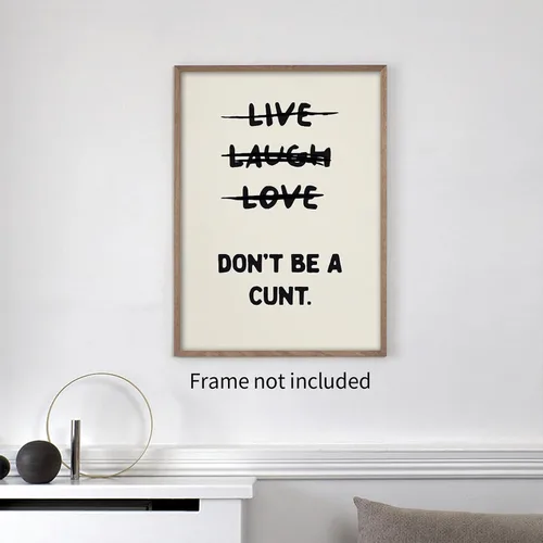 Miniatura 4 de CAXIYSH Decoración de pared con citas divertidas, arte de pared con texto en inglés "Live Love Laugh", póster retro beige con texto en inglés "Don't