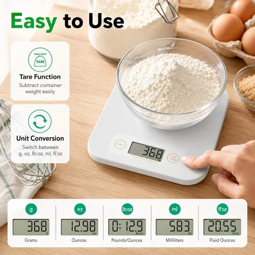 Miniatura 3 de URAMAZ Báscula de alimentos con calculadora nutricional, báscula digital de alimentos para báscula de cocina gramos y onzas, báscula inteligente