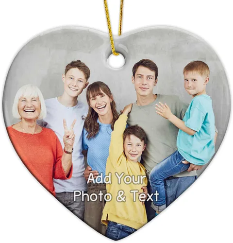 Miniatura 26 de Adorno de Navidad con foto personalizada 2025 para la familia, aniversario como el señor y la señora abuelos, carga cualquier imagen, cualquier foto