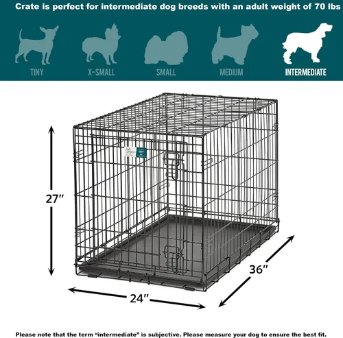 Miniatura 8 de MidWest Homes for Pets Jaula para perros de etapas intermedias de vida con puerta única de 36 pulgadas plegable, seguridad mejorada, incluye bandeja