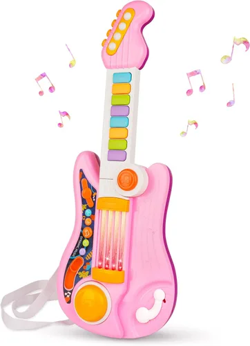 Guitarra para niños 2 en 1 Instrumentos musicales para niños Piano para niños pequeños Juguete de guitarra eléctrica con correa Juguetes musicales