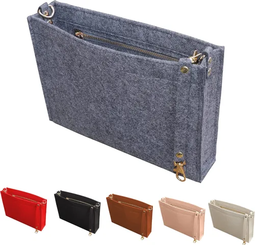 MISIXILE Organizador de bolsa de fieltro con cremallera y hebillas doradas, organizador de bolso para bolsa de aseo 19 26