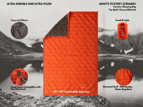 Miniatura 5 de KAMMOK Manta de montaña – Forro polar ultra afelpado, resistente al agua, portátil, duradera, manta de campamento para interiores y exteriores