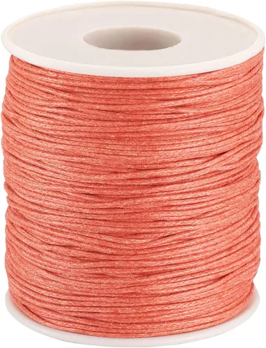 Miniatura 36 de Cordón de algodón encerado de 100 yardas, hilo de algodón trenzado naranja oscuro, cuerda de cuentas trenzada, cuerda para collar, pulsera, collar